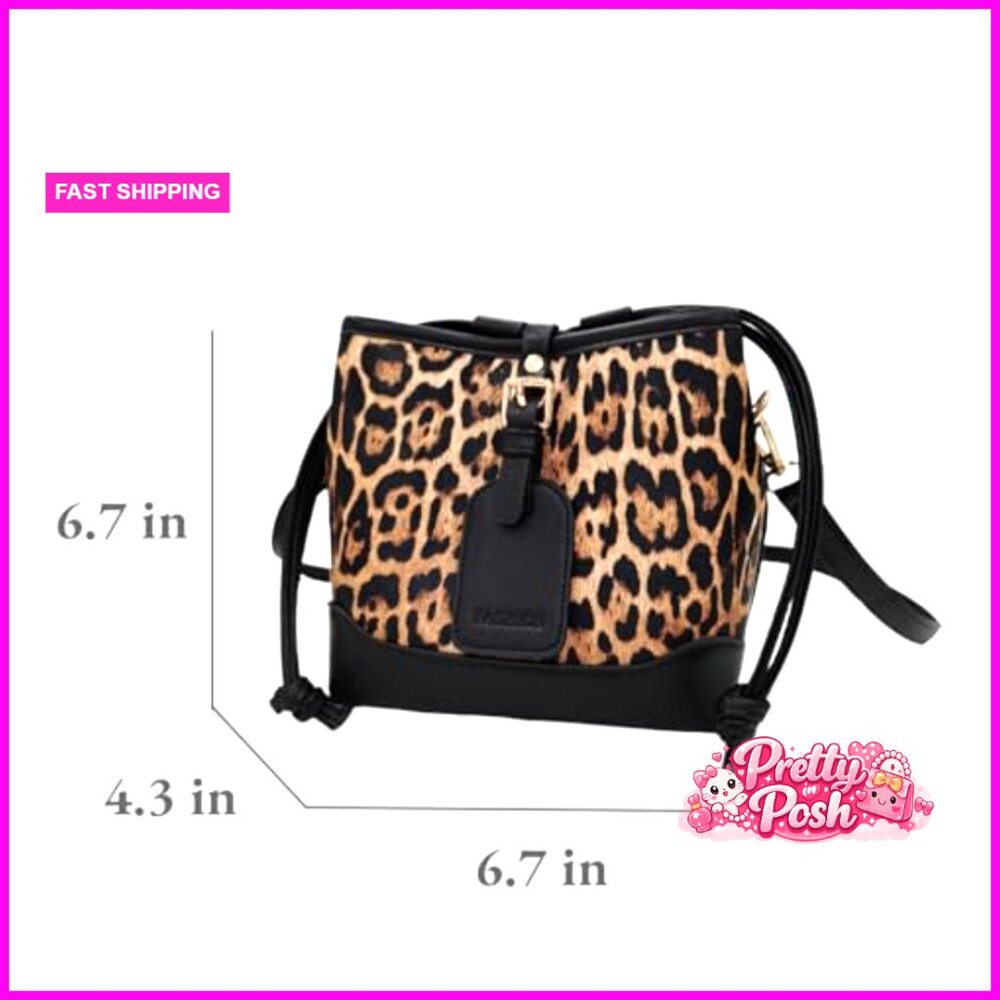 Small Pu Leather Drawstring Crossbody Bucket Bag … - image 4